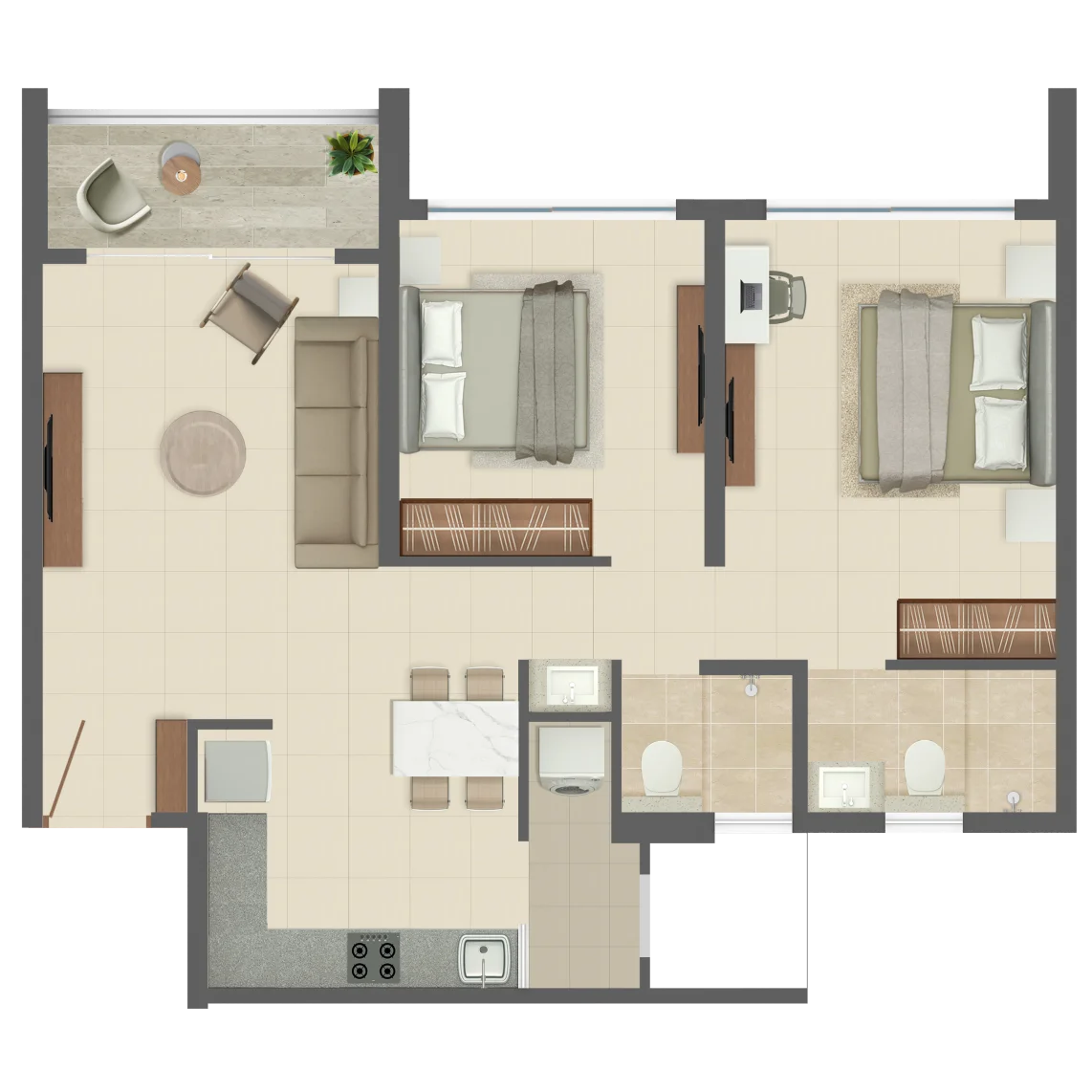 Rohan Harita Tathawade 2 BHK Floor Plan Image