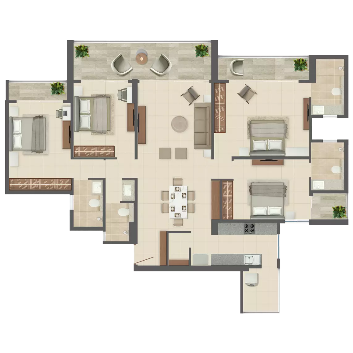 Rohan Harita Tathawade 4 BHK Floor Plan Image